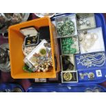 A Mixed Lot of Assorted Costume Jewellery, including beads, brooches, diamanté, etc:- One Tray
