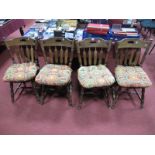 A Set of Four Farmhouse Style Kitchen Chairs.