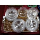 A Collection of Glass Dessert Plates, (eighteen) and bowls (twelve), each with Greek Key etched