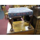 A 1920's Mahogany Stool, with ball and claw terminals to cabriole legs.