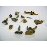 A Pair of 9ct Gold Gent's Cufflinks, together with other assorted cufflinks, tie clip, etc.