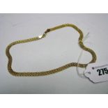 A Modern 9ct Gold Flat Link Necklace, of uniform design.