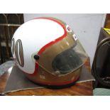A Contemporary Bell Full Face Motorcycle Helmet, repainted as a replica of the helmet Mike