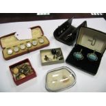 A 15ct Gold Dress Stud, cased set of dress buttons, etc.