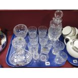 A Quantity of Crystal, including cut glass decanter with stopper, Royal Doulton Crystal specimen