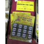 Three 1920's 'Get Amovon Foot Paste' Shop Display Cases, each mounted with twelve boxed pastes and