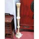 A XX Century Carved Alabaster Standard Lamp, double knopped column with textured detailing and