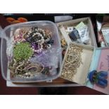 Lot Withdrawn - A Mixed Lot of Assorted Costume Beads, earrings, chains, brooches, etc.