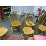 A Set of Six Spindle and Hoop Back Chairs, on ring turned double 'H' stretchered legs. (6)