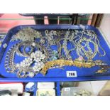 Diamante and Other Costume Jewellery, including necklaces, bracelets, earrings etc:- One Tray