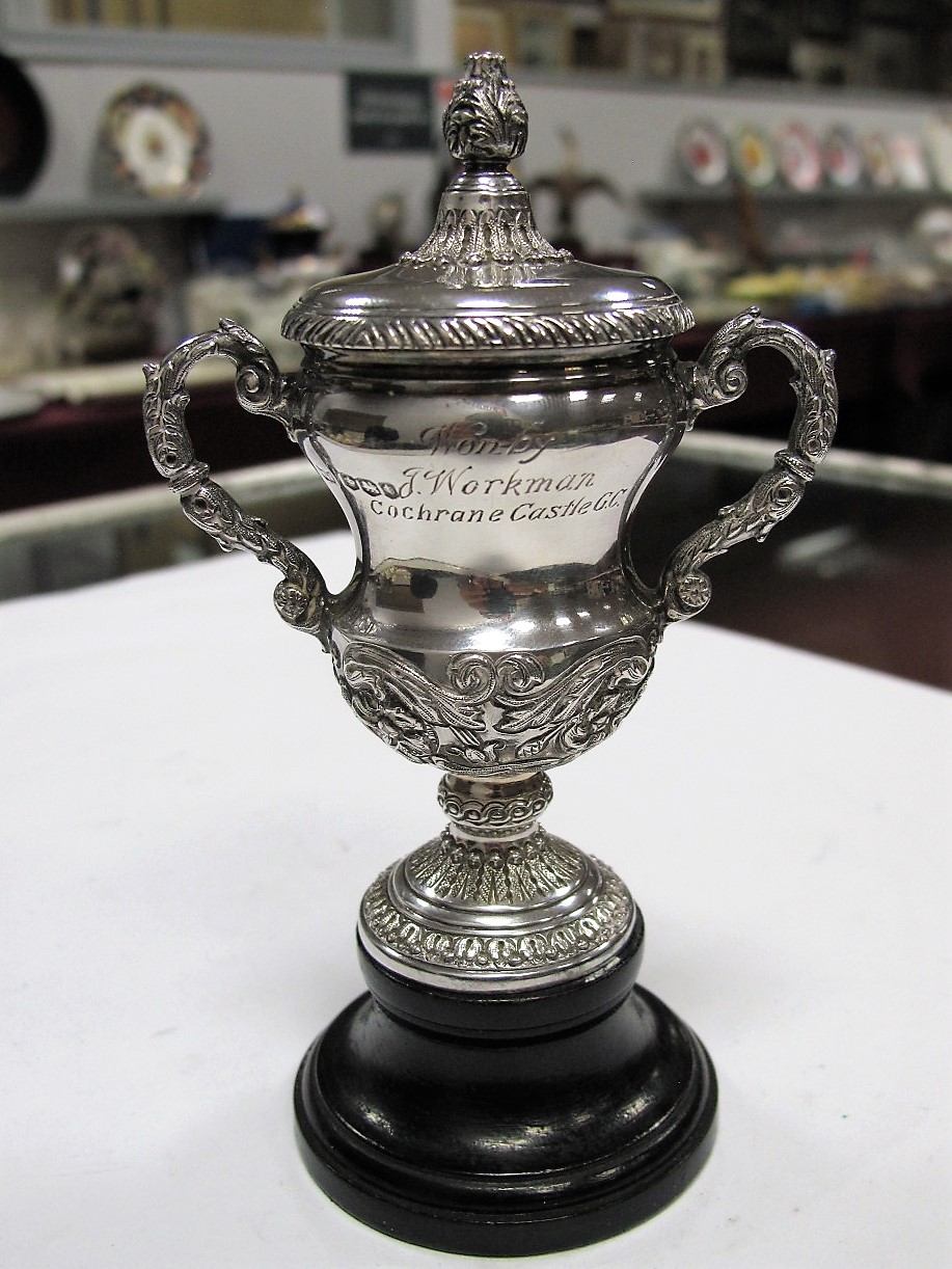 A Hallmarked Silver Miniature Trophy, Mappin & Webb, Sheffield 1936, engraved inscription "Replica - Image 5 of 12