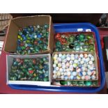 A Large Quantity of Marbles- four boxes including pot examples:- One Tray