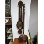 A Victorian Mahogany Barometer/Thermometer, brass dial labelled 'G. Honeybone, Fairford' and a