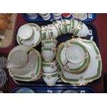 A Standard China Circa 1920's Tea Service, of thirty-nine pieces, with gilt highlights to green