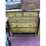 Waring & Gillow 1920's Oak Chest of Drawers, top with a low back, moulded and knulled decoration,