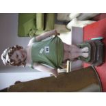 A 1930's Repainted Plaster Model Young Girl, raised on a stepped plinth, overall height 59cm.