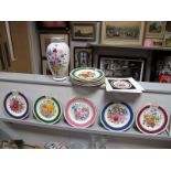 Wedgwood Royal Horticultural Society Cabinet Plates, together with a Franklin Mint porcelain