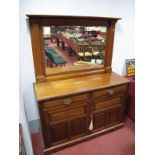 An Early XX Century Walnut Mirror Back Sideboard, having reeded side pillars over twin drawers and