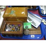 Waterman Pens, wooden boxes, studs tin, "Serving King And Country" enamel pendant, badges,