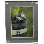 Pollyanna Pickering, Gouache and Body Colour, "Squirrel Eating on Top of a Dustbin", signed lower