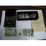 Banknotes, commemorative and other coins, Oertling brass weights, Budokwai 1925 leaflet etc.