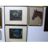 F. Marriott: Two Graphite Signed Coloured Etchings, "Amalfi" and "The Old Gateway, Bruges", each