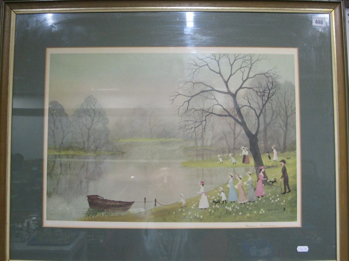 After Helen Bradley (1990-79) 'April Boating Lake', graphite signed in lower margin colour print,