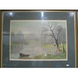 After Helen Bradley (1990-79) 'April Boating Lake', graphite signed in lower margin colour print,