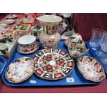 Royal Crown Derby Wavy Rim Plates, 20.5cm diameter, serpentine dish, "1813" cup and saucer, teabowl,
