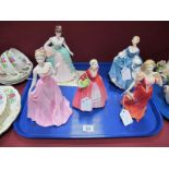 Three Royal Doulton Figurines, "Strolling" 1995 HN 3755, "Janet" HN 1537 and "Hilary" HN 2335;