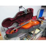 A Cello, with inner label "Gear 4 Music Model ½", approximately 65cm to back; together with bow,