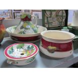 A Victorian Pottery Four Piece Toilet Set, comprising toilet jug and bowl, chamber pot and soap