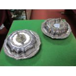 A Pair of XIX Century Plated Entree Dishes, each of shaped design with foliate scroll detail,