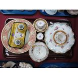 A Royal Crown Derby XIX Century Cabinet Plate, three Coalport shaped circular cabinet plates,