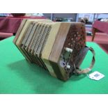 A Late XIX / Early XX Century Rosewood Cased Concertina, (label torn and indistinct, ten button