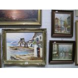 A Pair of "Burnett" Oil Paintings of Parisian Scenes, signed, together with one other Continental