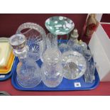 Lead Crystal Glass Ware, carafe, paperweights, caster, studio glass pedestal dish, large scent
