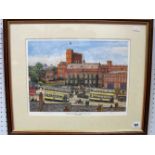 Terry Gorman, "Sheffield University, Western Bank c.1955", limited edition print 51/500, signed in
