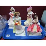 Three Rpyal Doulton Figurines, "Katherine" 1996 HN 3708, "Jane" 1997 HN 3711, "Lily" 1995 HN 3626,