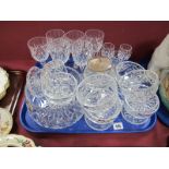 A Set of Eight Lead Crystal Sundae Dishes, six lead crystal wines, fruit bowl, etc.