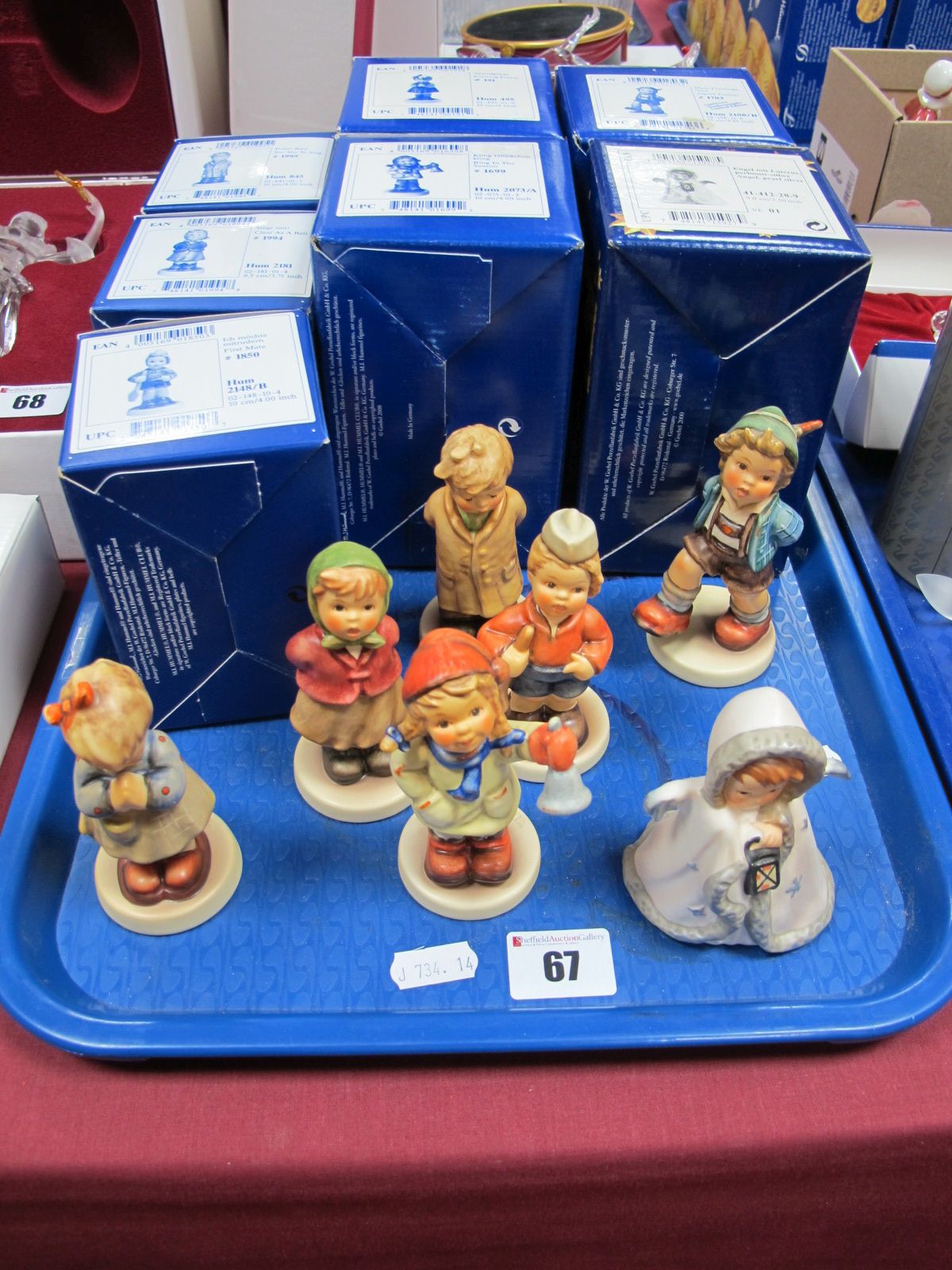 Seven Boxed M. J. Hummel Figures, including Pearl Silver Angel, Evening Prayer, First Mate, Alpine