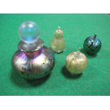Isle of Wight Irridescent Glass Scent Bottle, of squat ovoid form with frosted glass cylindrical