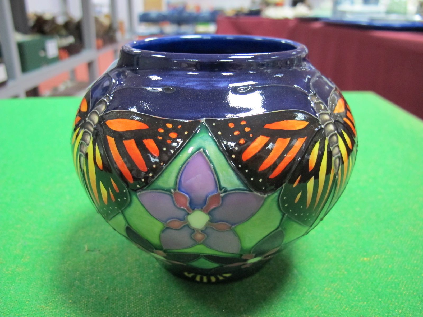 A Moorcroft Pottery "Monarch Butterfly" Vase, designed by Emma Bossons, shape 402/4, numbered
