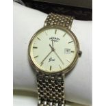 Rotary; A 9ct Gold Cased Gent's Wristwatch, the signed dial with baton markers and date aperture, to