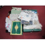 Embroidered and Other Table Linen, damask etc:- Two Boxes