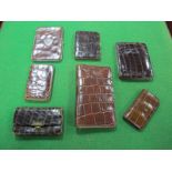 Seven Leather Reptile Skin Effect Card Holders, purses, stamp holder.