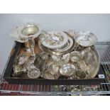 A Mixed Lot of Assorted Plated Ware, including vases, dishes, sugar scuttle, posy, etc:- One Box