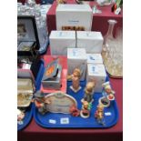 A Collection of Boxed Hummel Figures, including Display Plaque Puppy Love, Girl with Trumpet, Joyful