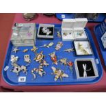 Assorted Modern Costume Brooches, Ava Ro, Swarovski Elements earrings, butterfly ring, jewellery