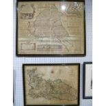 Eman Bowen Hand Coloured Map, East Riding of Yorkshire, divided into wapentakes, approximately 50